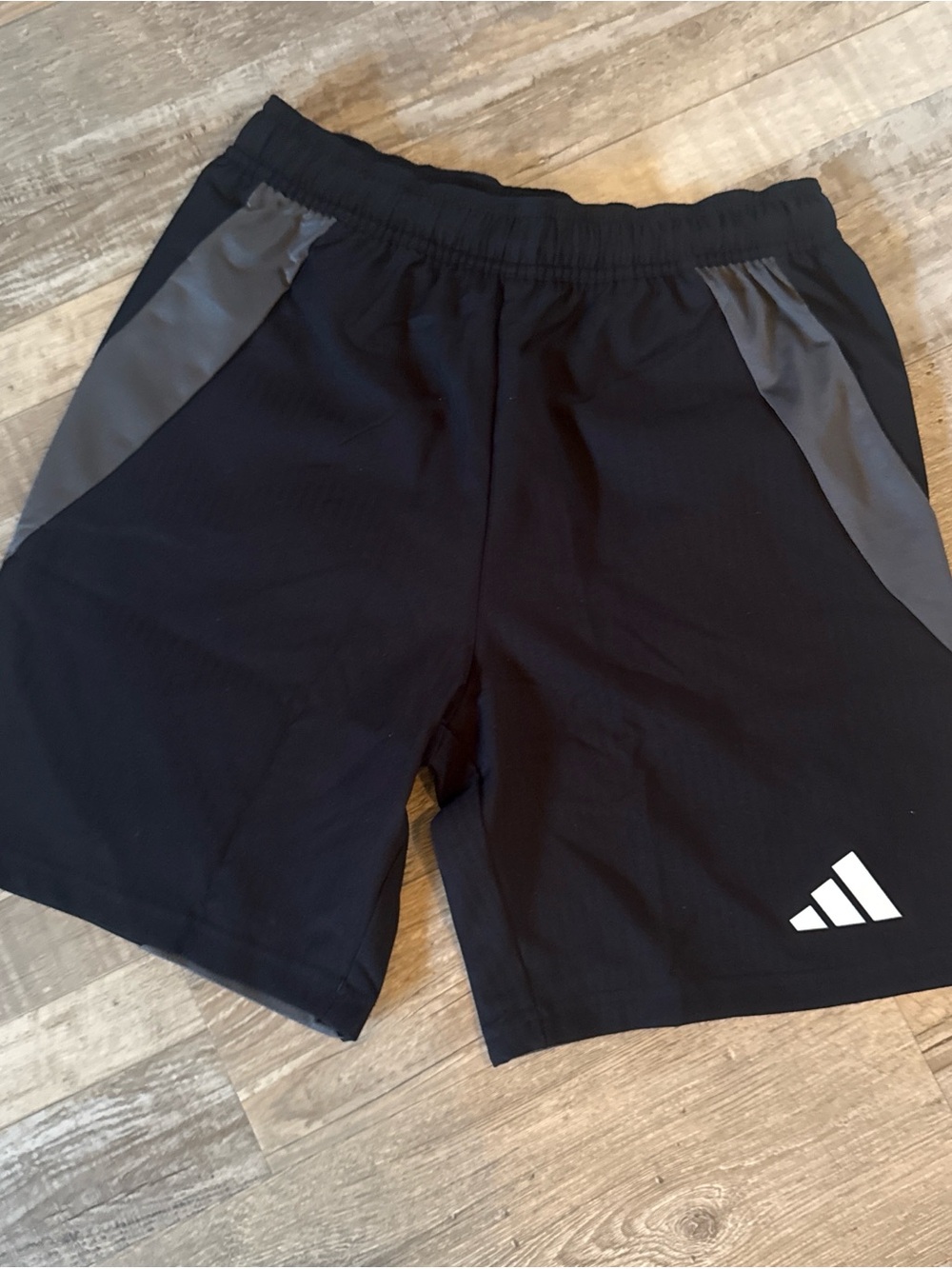 Adidas Boy Black Athletic Shorts with Gray Panels size L (Boy)